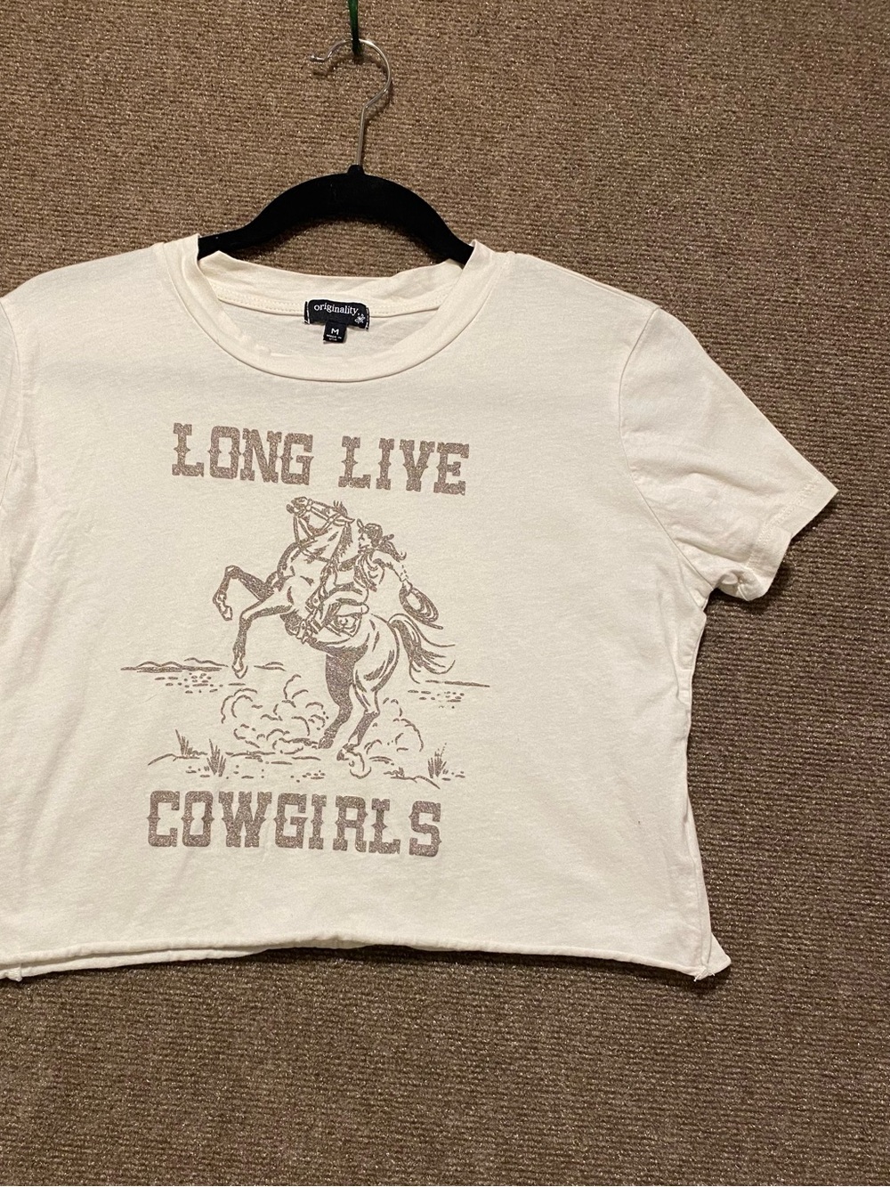 Originality Long Live Cowgirls Western Croo Graphic Tee Size M Cream